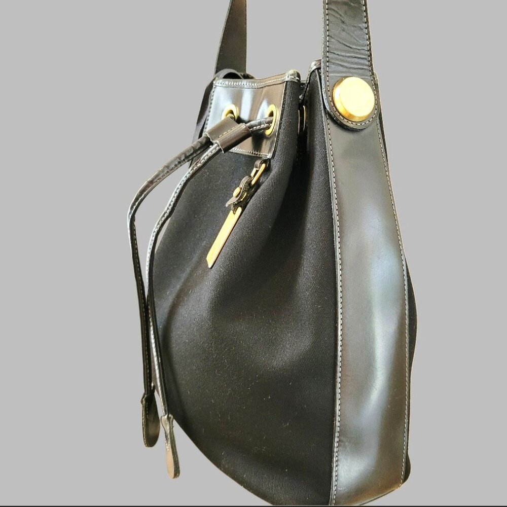 Vintage Dooney & Bourke Black Canvas Drawstring Tote | Made in USA - Picture 16 of 16